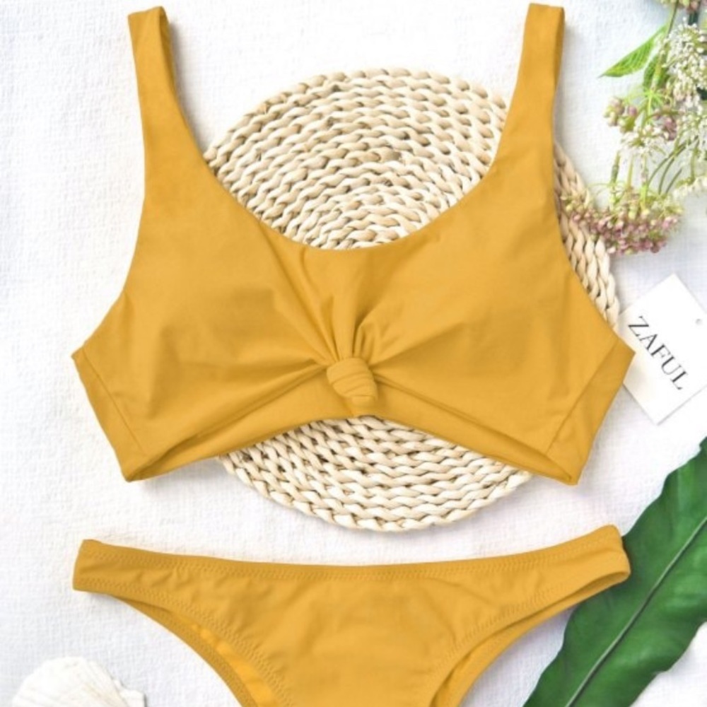 Like New! Yellow Knot-Front Bikini